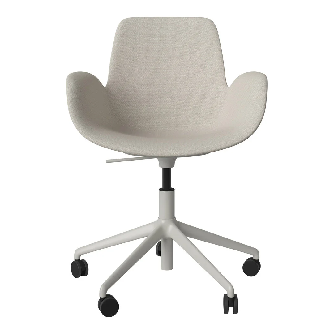 Seed Armchair - Upholstered - 5 - Star Base w/ Wheels - Grey Lacquered Steel - Image 56