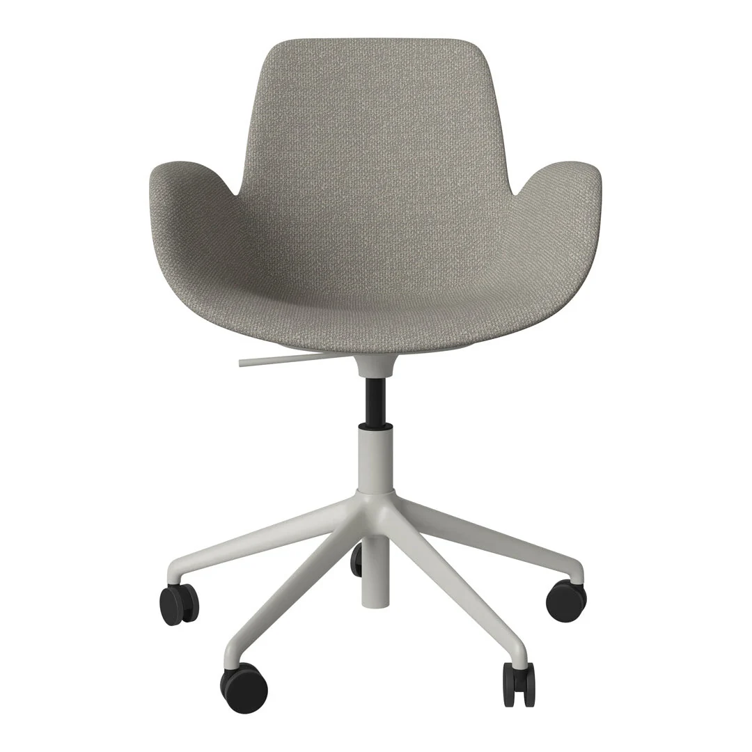 Seed Armchair - Upholstered - 5 - Star Base w/ Wheels - Grey Lacquered Steel - Image 57