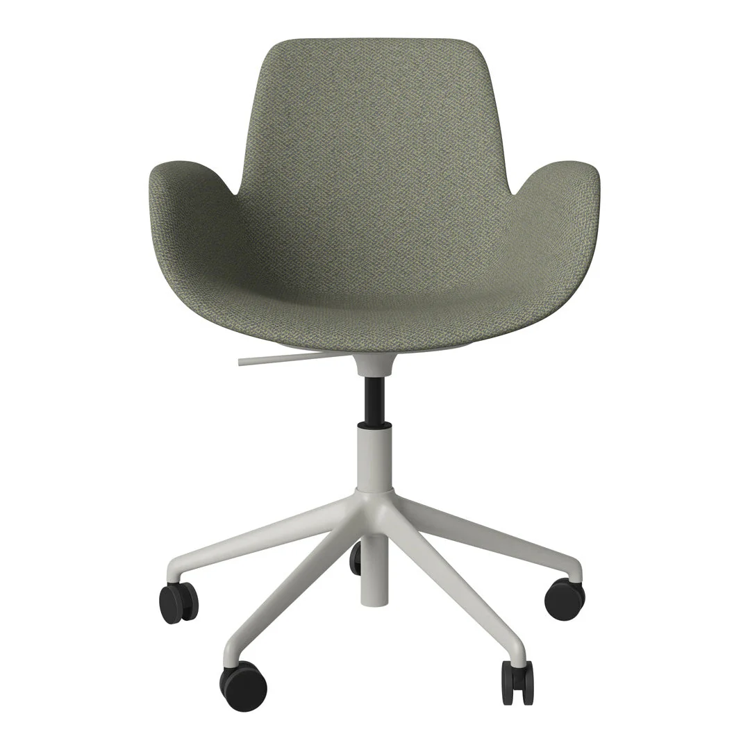 Seed Armchair - Upholstered - 5 - Star Base w/ Wheels - Grey Lacquered Steel - Image 58