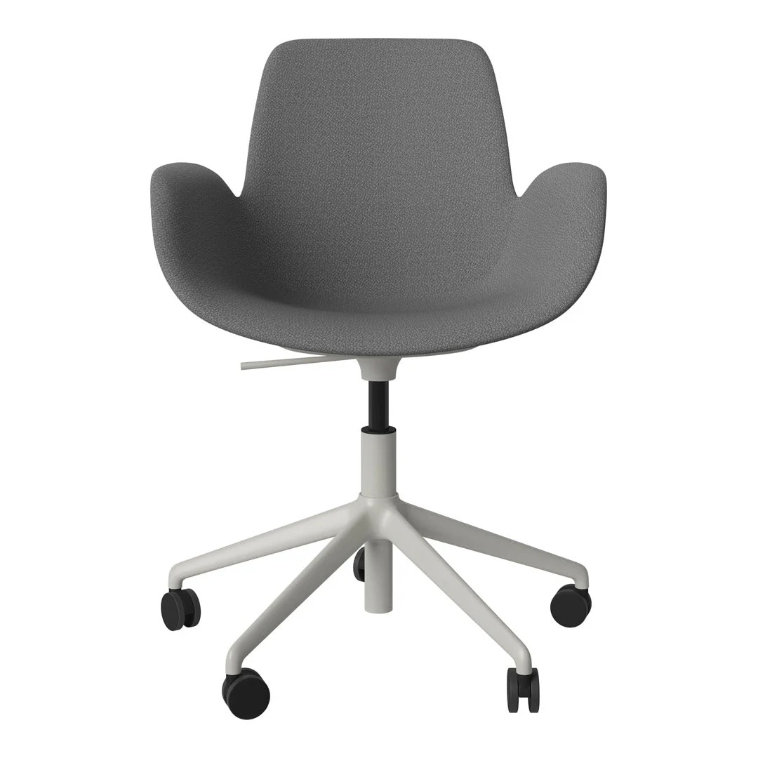 Seed Armchair - Upholstered - 5 - Star Base w/ Wheels - Grey Lacquered Steel - Image 59