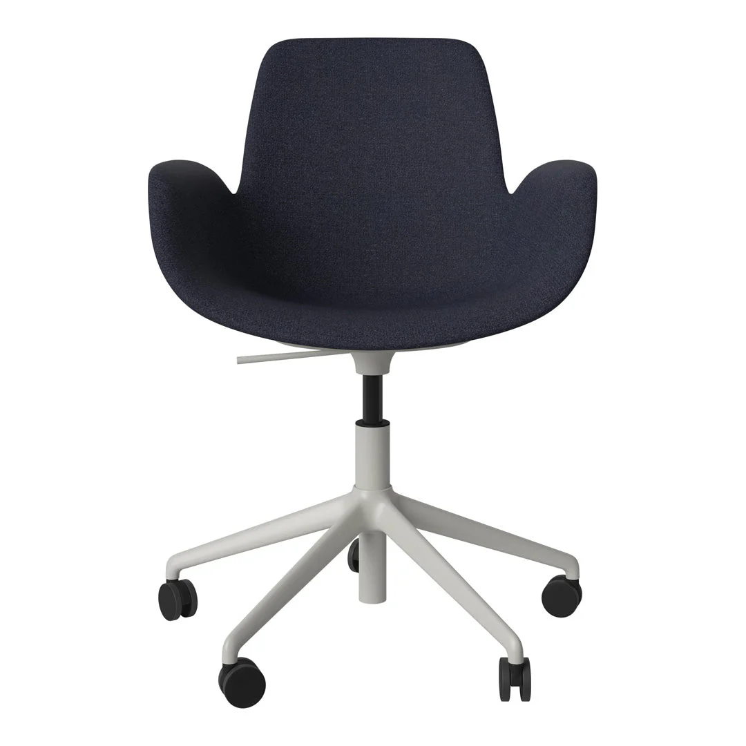 Seed Armchair - Upholstered - 5 - Star Base w/ Wheels - Grey Lacquered Steel - Image 63