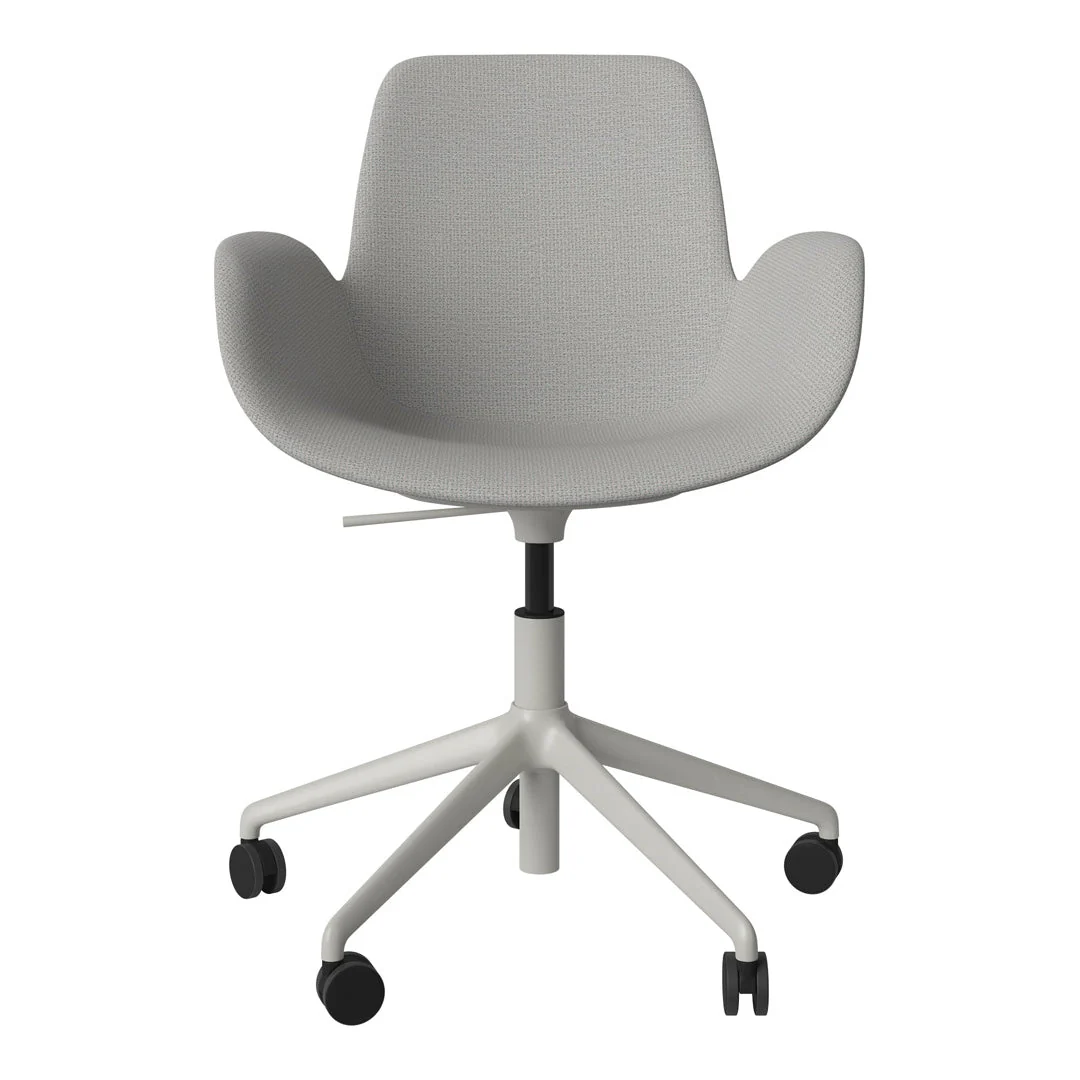 Seed Armchair - Upholstered - 5 - Star Base w/ Wheels - Grey Lacquered Steel - Image 66