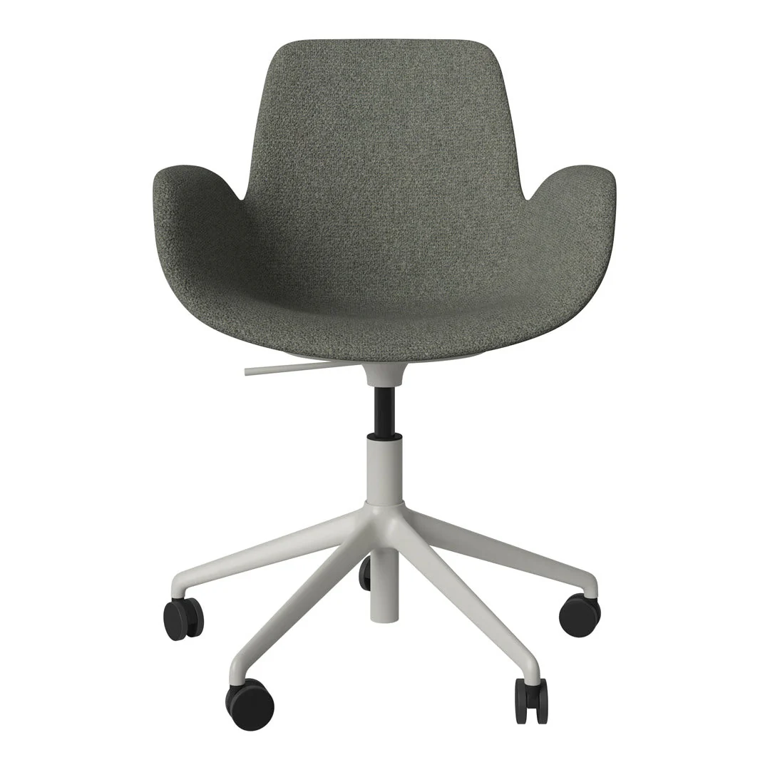 Seed Armchair - Upholstered - 5 - Star Base w/ Wheels - Grey Lacquered Steel - Image 67
