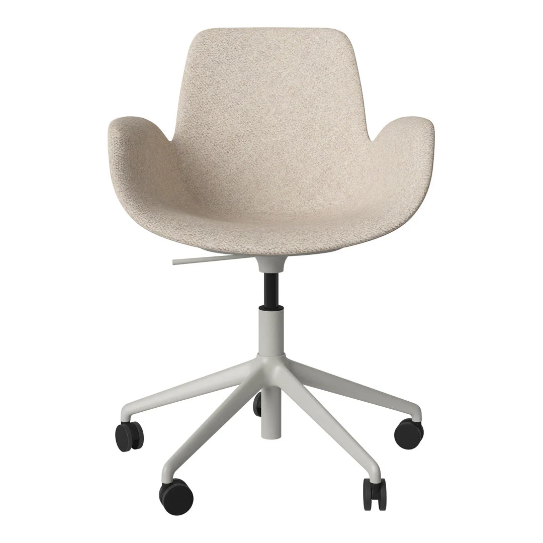 Seed Armchair - Upholstered - 5 - Star Base w/ Wheels - Grey Lacquered Steel - Image 69