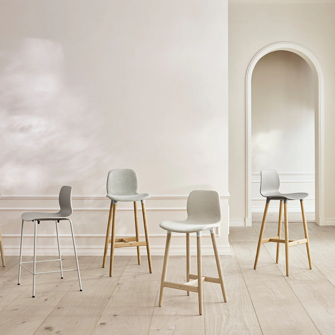 Seed Bar Chair - Upholstered - Steel Base, Grey Lacquered - Image 11
