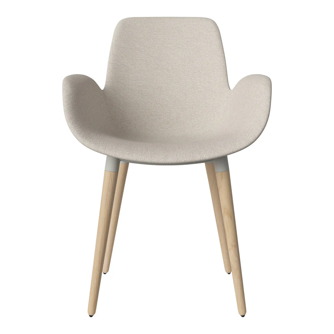 Seed Dining Armchair - Upholstered - Oiled Oak Base, White Pigmented - Image 3