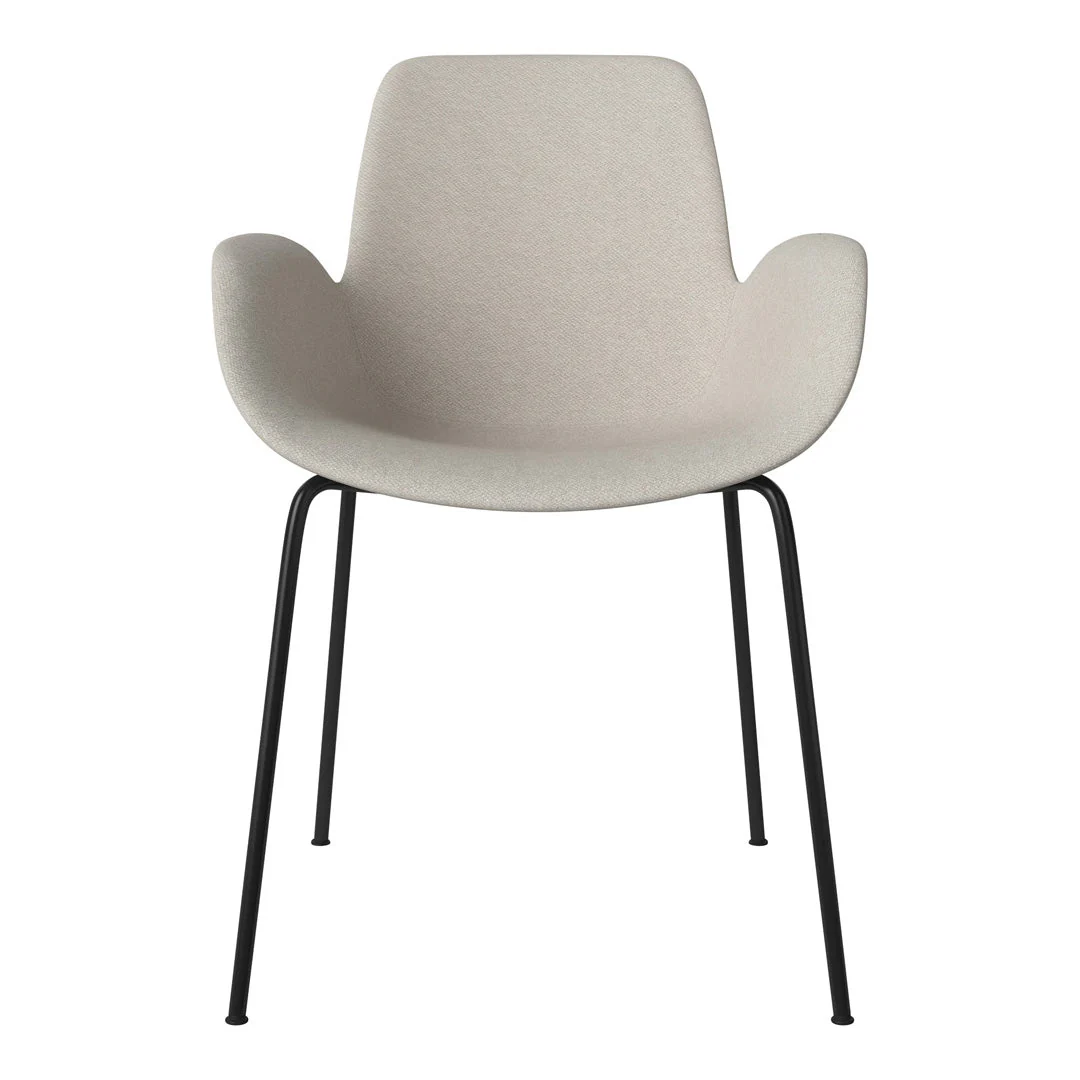Seed Dining Armchair - Upholstered -  Steel Base, Black Lacquered - Image 21