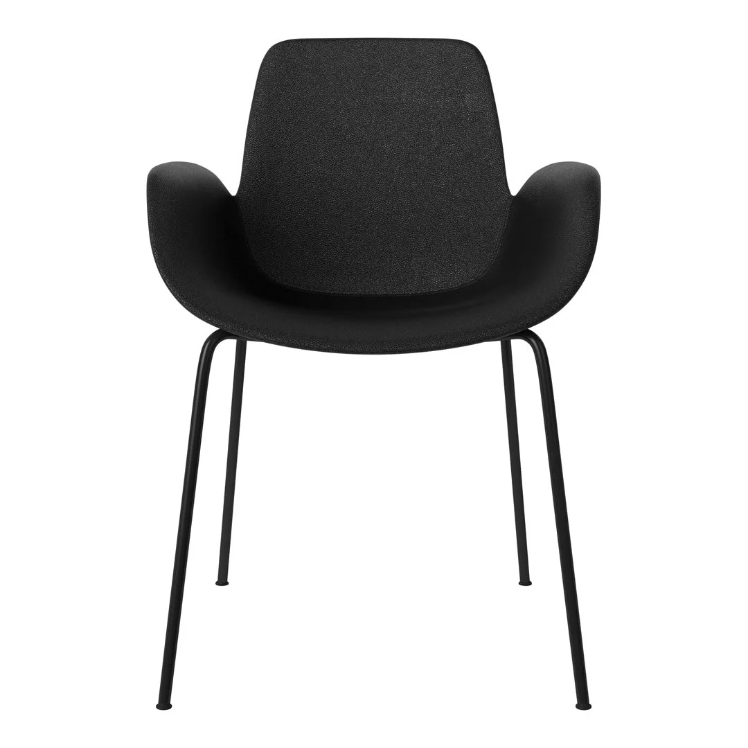 Seed Dining Armchair - Upholstered -  Steel Base, Black Lacquered - Image 3