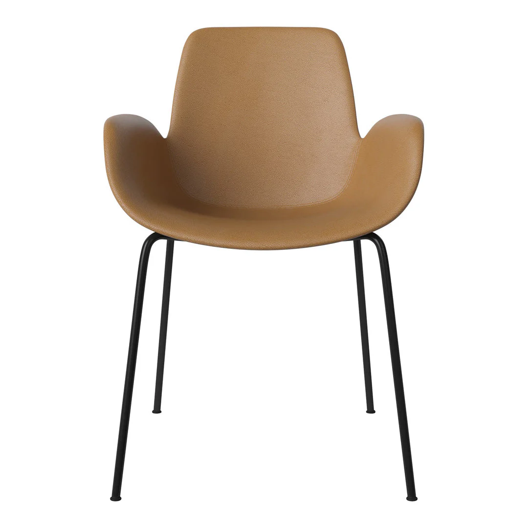 Seed Dining Armchair - Upholstered -  Steel Base, Black Lacquered - Image 4