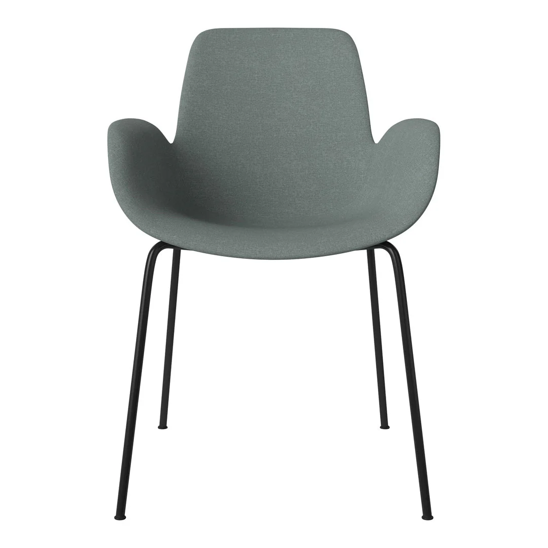 Seed Dining Armchair - Upholstered -  Steel Base, Black Lacquered - Image 8
