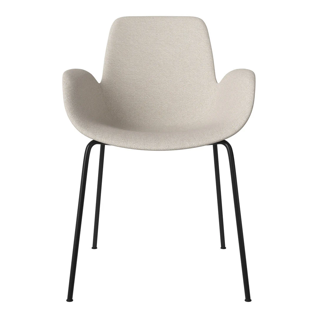 Seed Dining Armchair - Upholstered -  Steel Base, Black Lacquered - Image 9