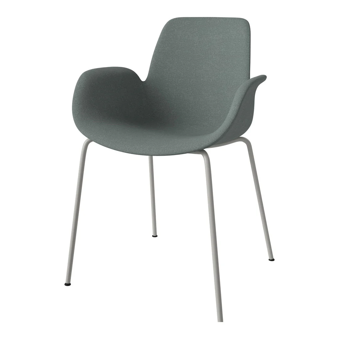 Seed Dining Armchair - Upholstered - Steel Base, Grey Lacquered - Image 10