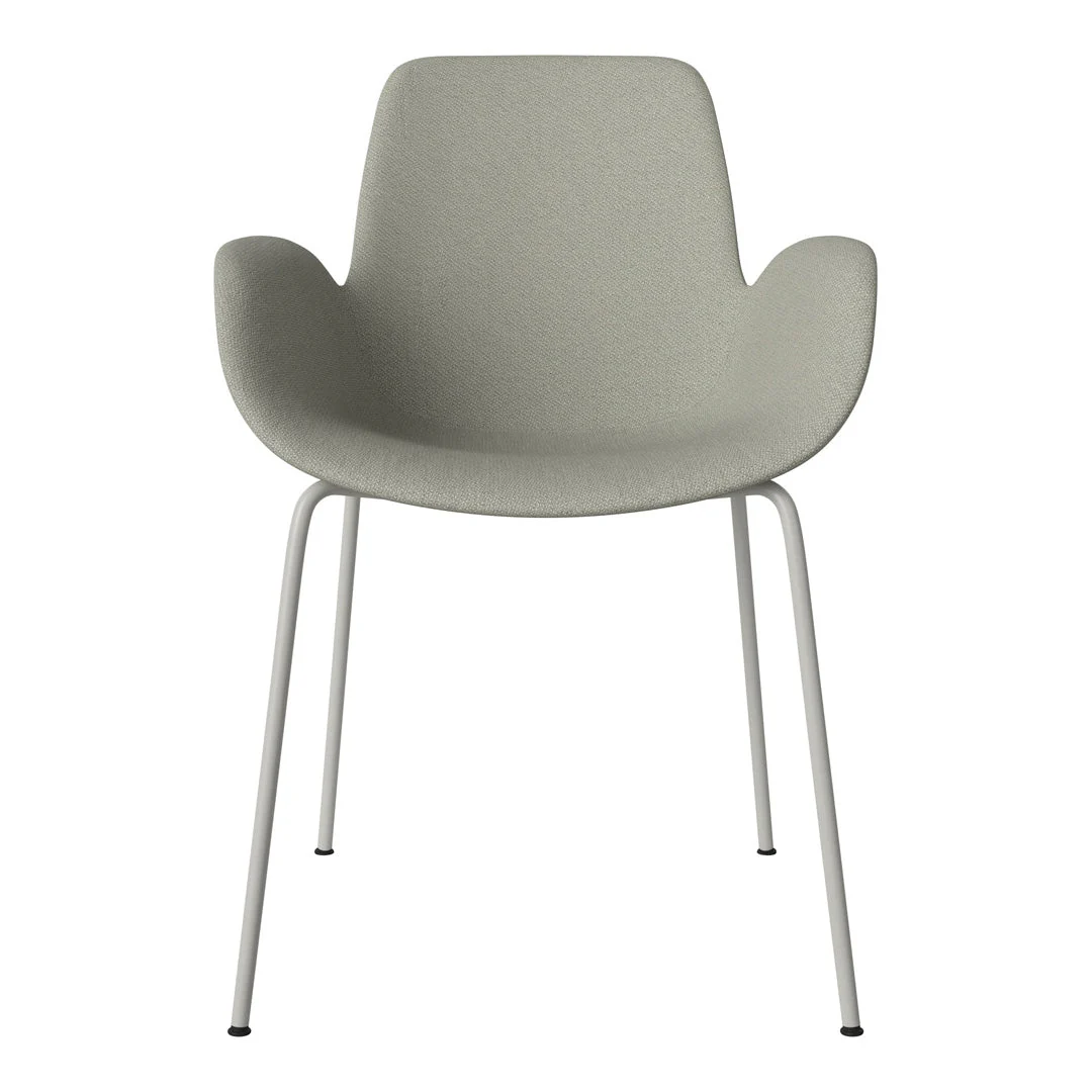 Seed Dining Armchair - Upholstered - Steel Base, Grey Lacquered - Image 18
