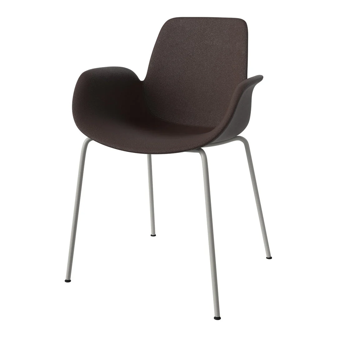 Seed Dining Armchair - Upholstered - Steel Base, Grey Lacquered - Image 2