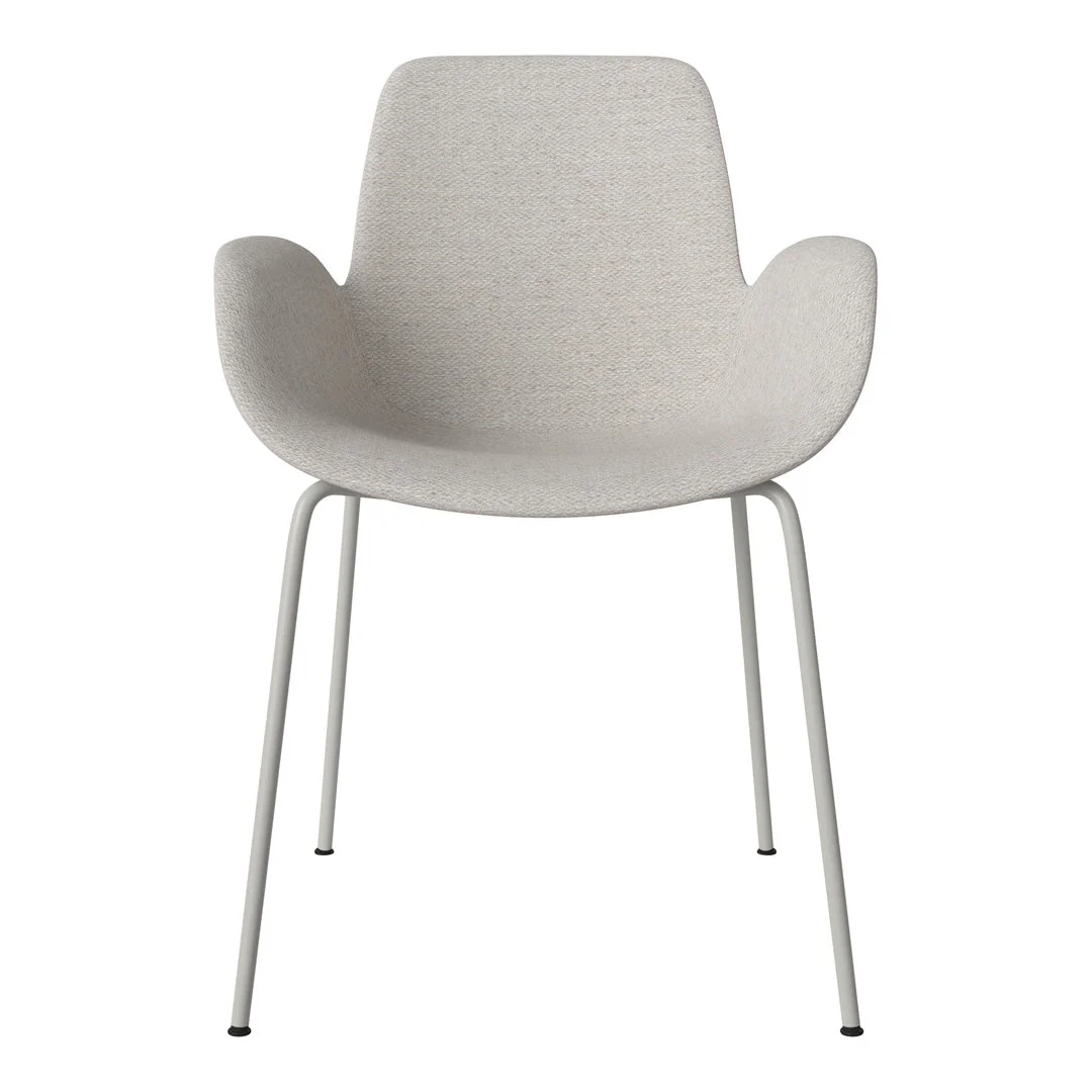 Seed Dining Armchair - Upholstered - Steel Base, Grey Lacquered - Image 4