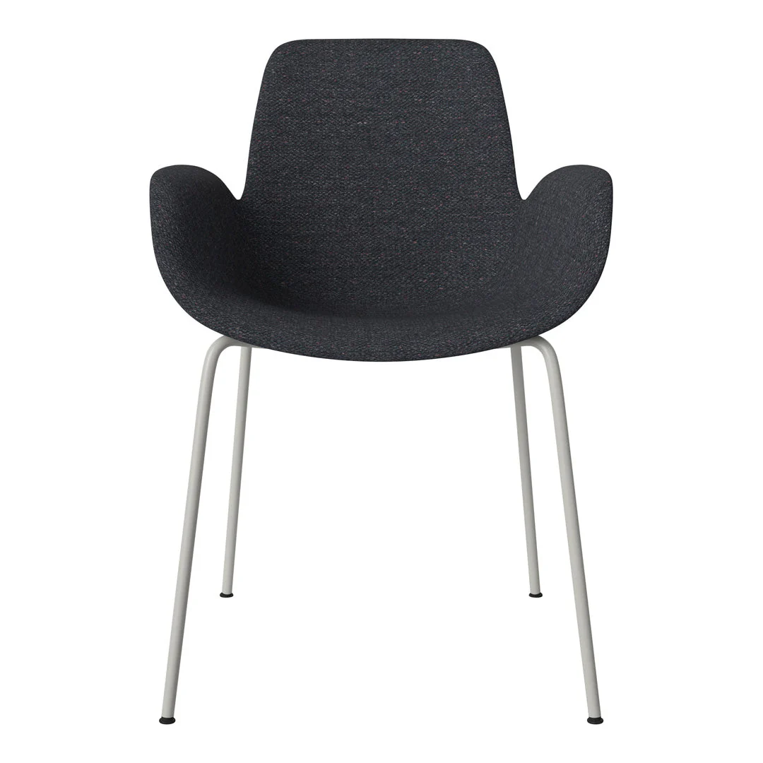 Seed Dining Armchair - Upholstered - Steel Base, Grey Lacquered - Image 5