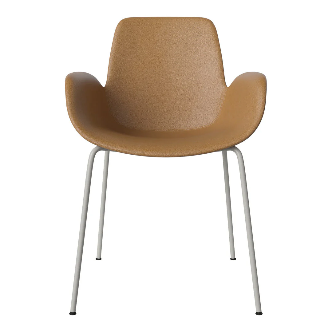 Seed Dining Armchair - Upholstered - Steel Base, Grey Lacquered - Image 7