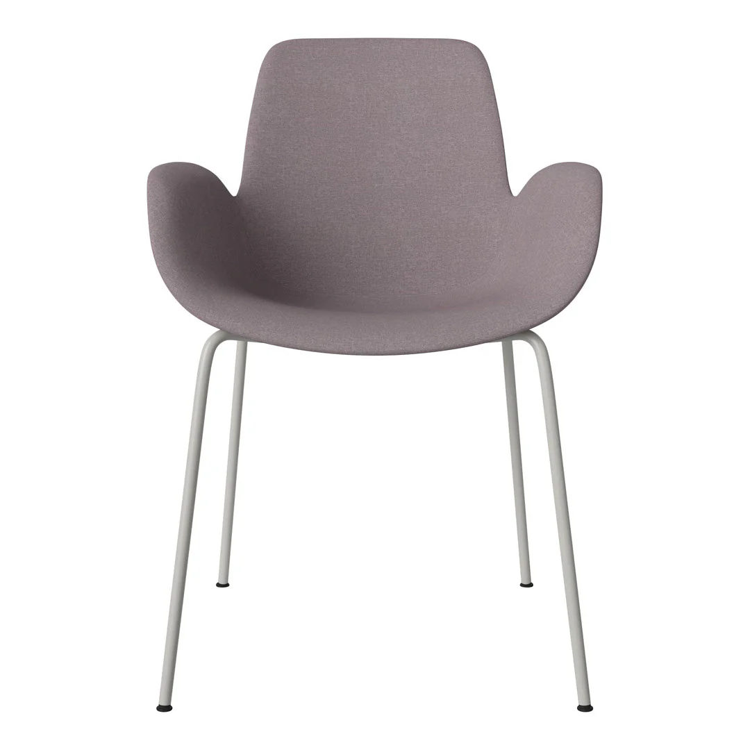 Seed Dining Armchair - Upholstered - Steel Base, Grey Lacquered - Image 8
