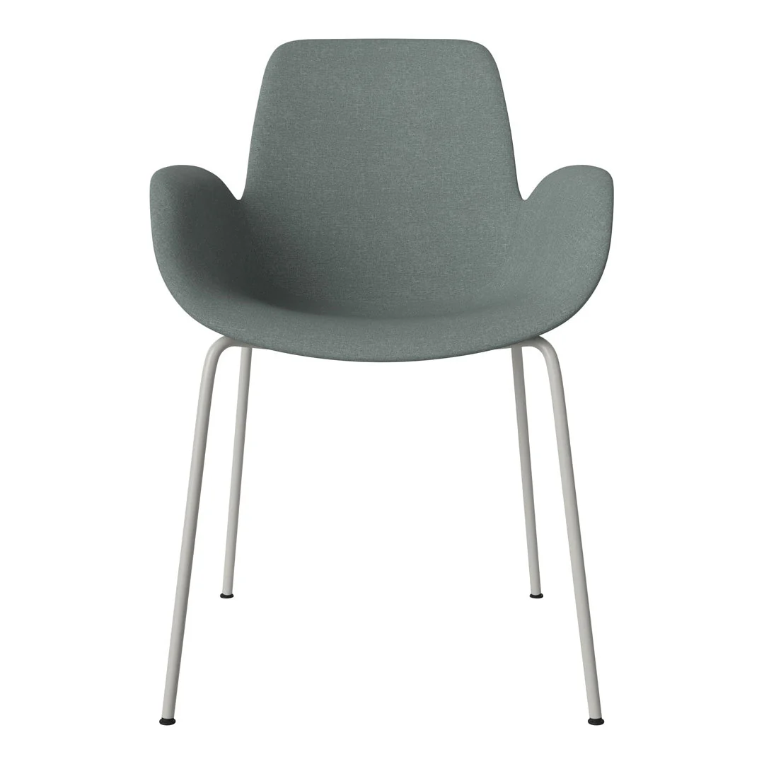 Seed Dining Armchair - Upholstered - Steel Base, Grey Lacquered - Image 9