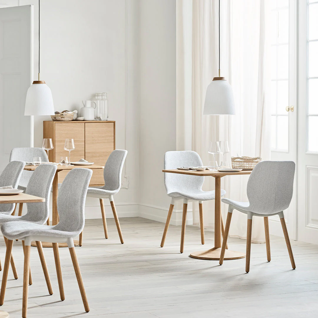 Seed Dining Chair - Upholstered -  Oiled Oak Base, White Pigmented - Image 14
