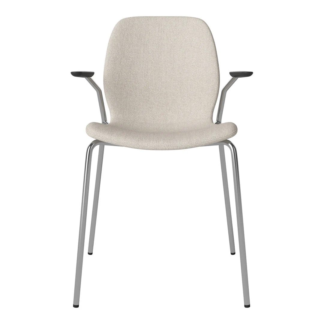 Seed Dining Chair w/ Open Arms - Upholstered -  Chrome Base - Image 31