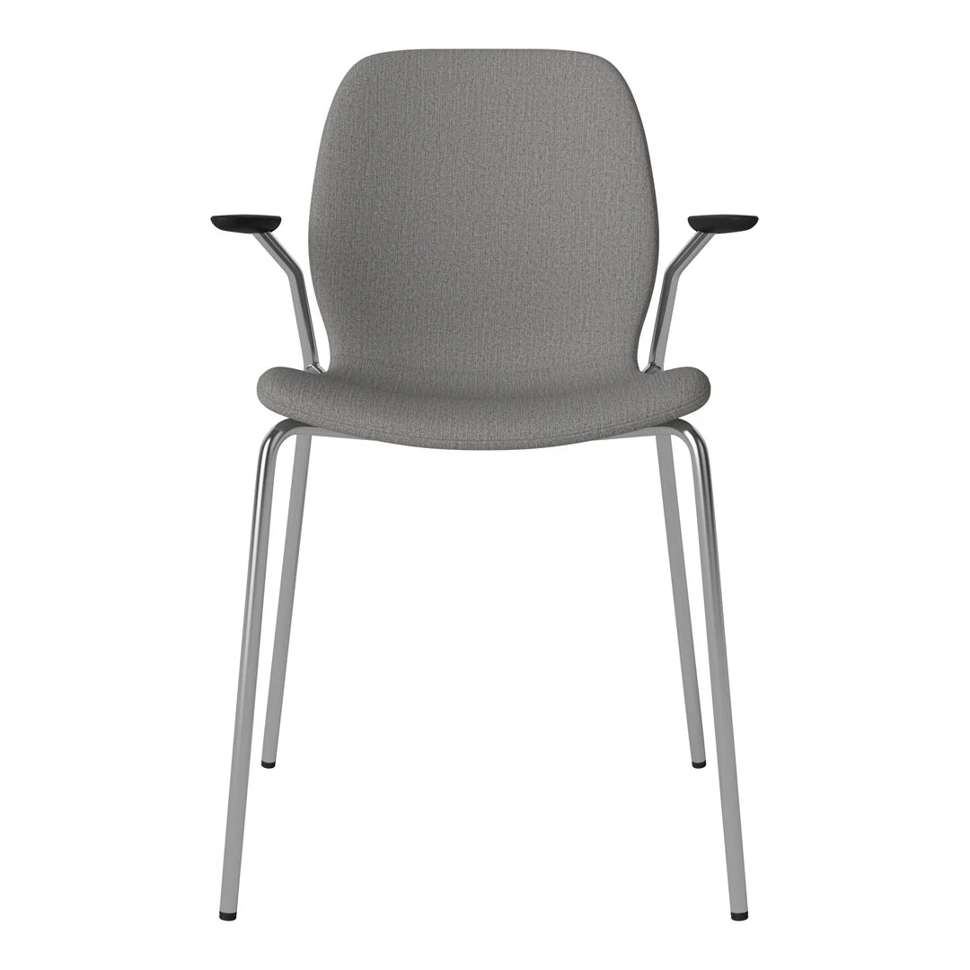 Seed Dining Chair w/ Open Arms - Upholstered -  Chrome Base - Image 41