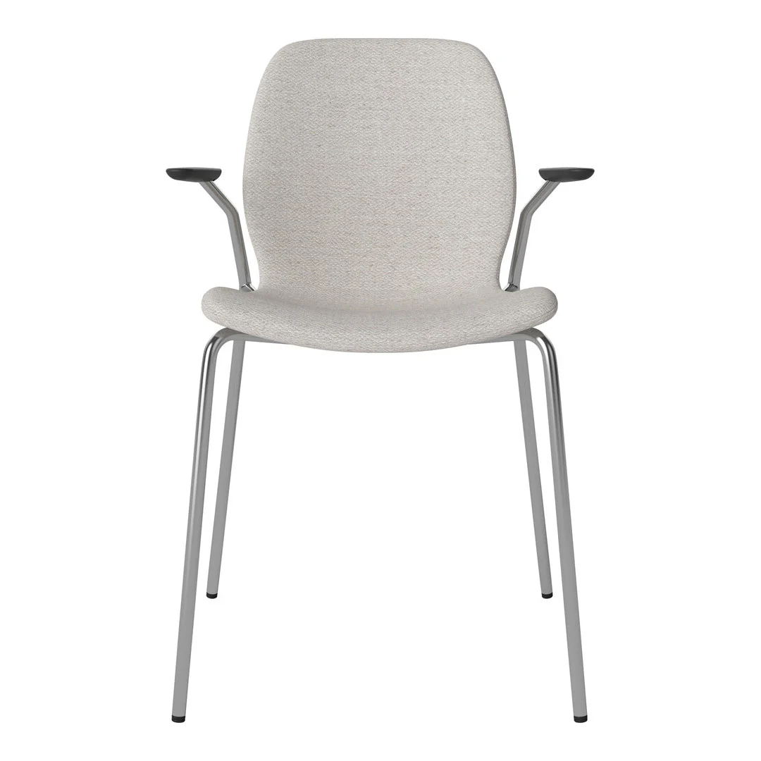 Seed Dining Chair w/ Open Arms - Upholstered -  Chrome Base - Image 45