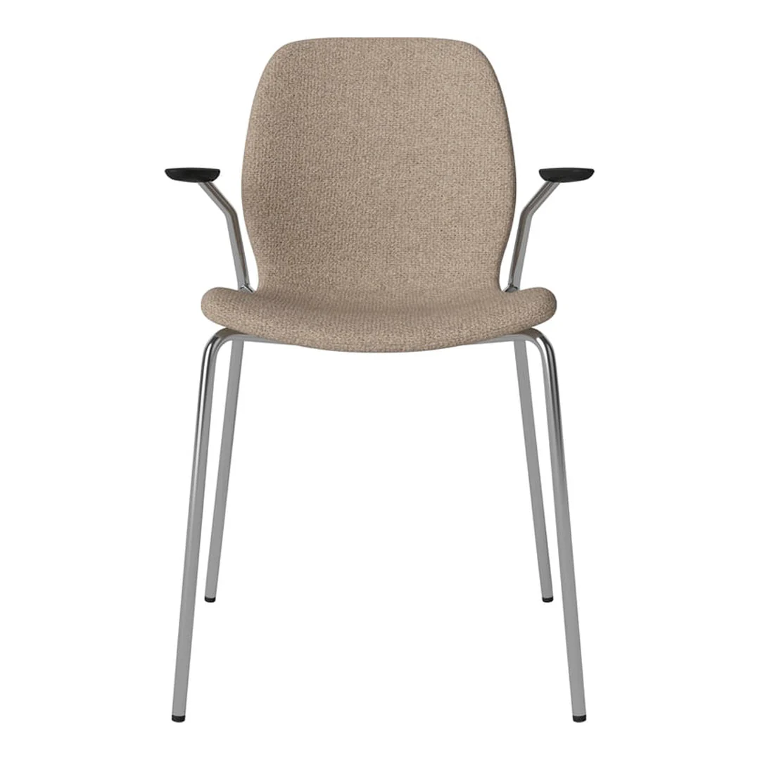 Seed Dining Chair w/ Open Arms - Upholstered -  Chrome Base - Image 63