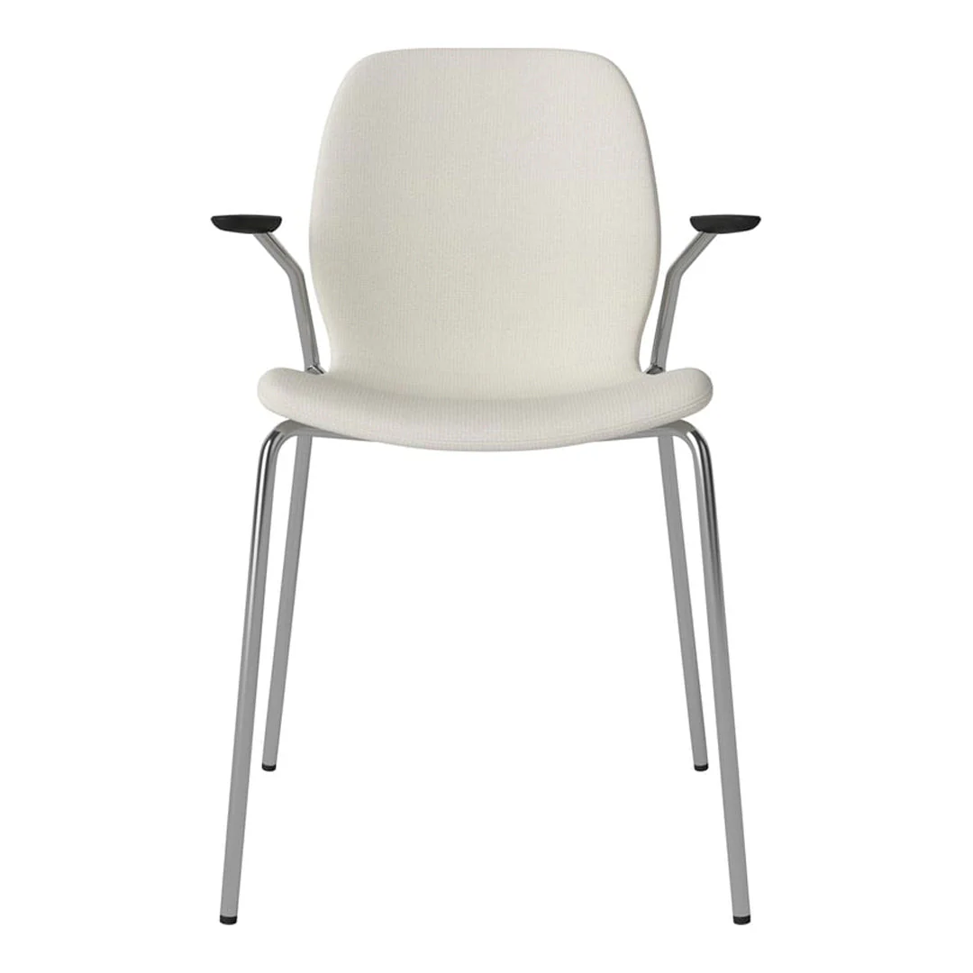 Seed Dining Chair w/ Open Arms - Upholstered -  Chrome Base - Image 64