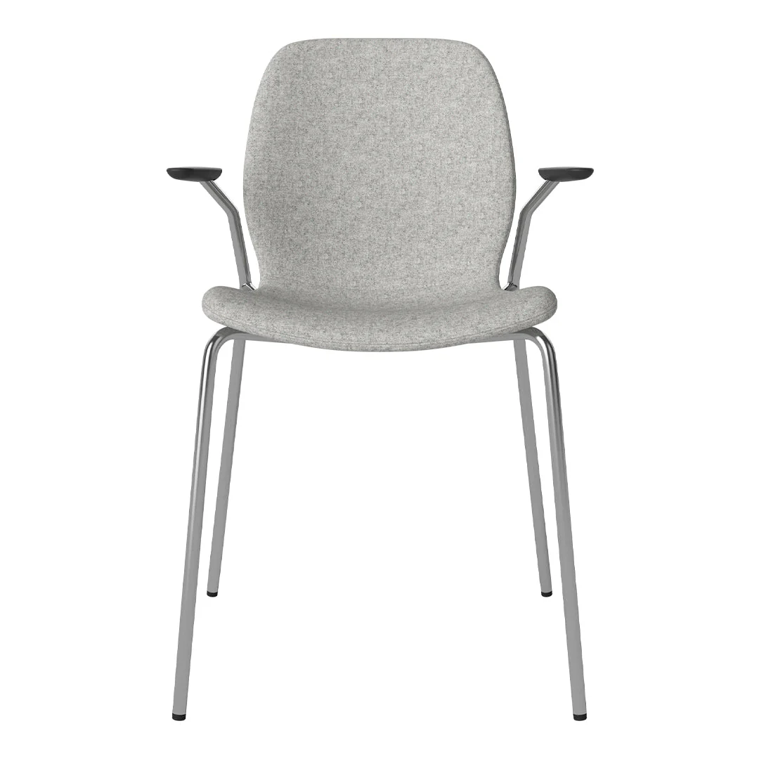 Seed Dining Chair w/ Open Arms - Upholstered -  Chrome Base - Image 84