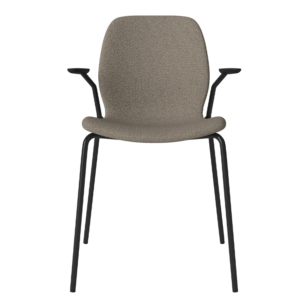 Seed Dining Chair w/ Open Arms - Upholstered -  Steel Base, Black Lacquered - Image 81