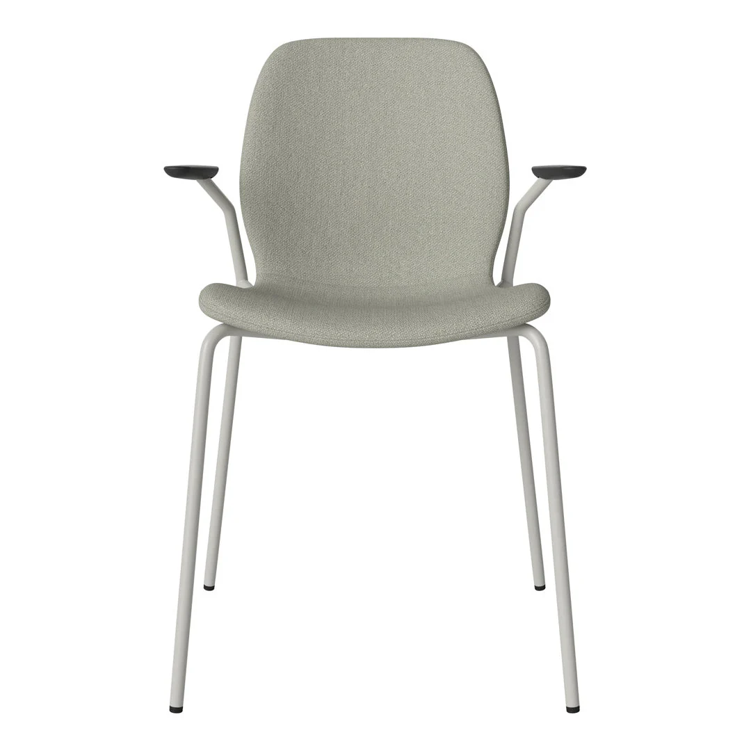 Seed Dining Chair w/ Open Arms - Upholstered -  Steel Base, Grey Lacquered - Image 23