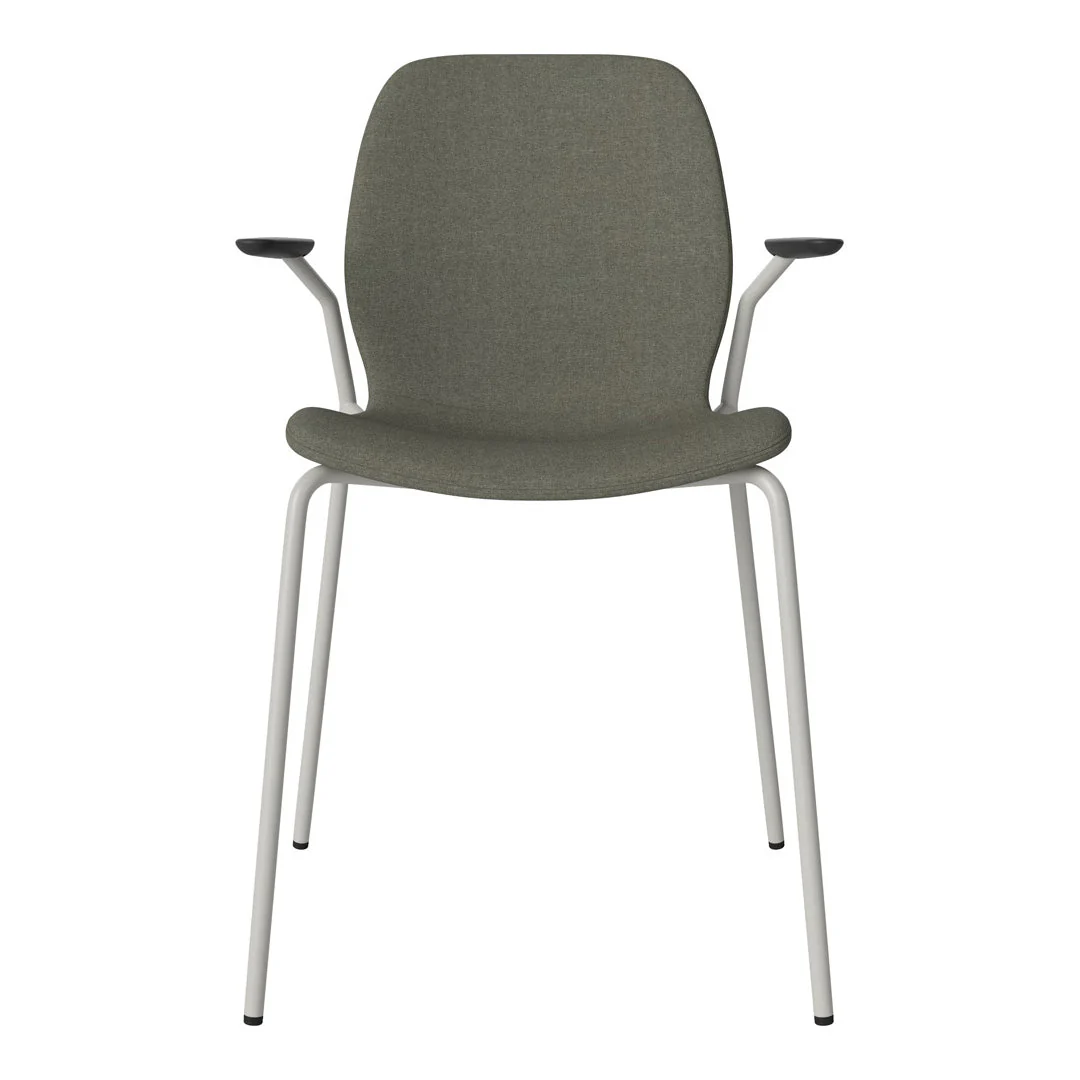Seed Dining Chair w/ Open Arms - Upholstered -  Steel Base, Grey Lacquered - Image 25