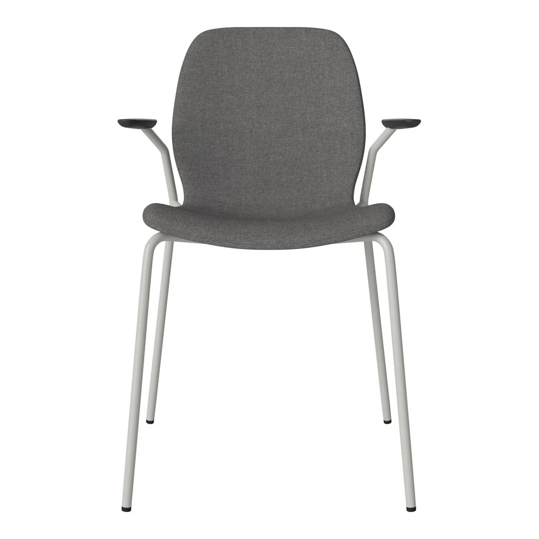 Seed Dining Chair w/ Open Arms - Upholstered -  Steel Base, Grey Lacquered - Image 28