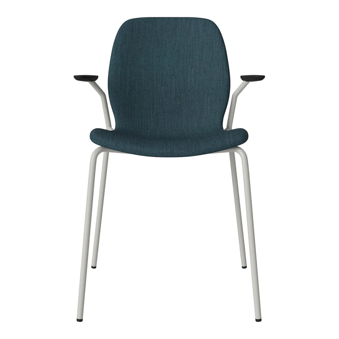 Seed Dining Chair w/ Open Arms - Upholstered -  Steel Base, Grey Lacquered - Image 35