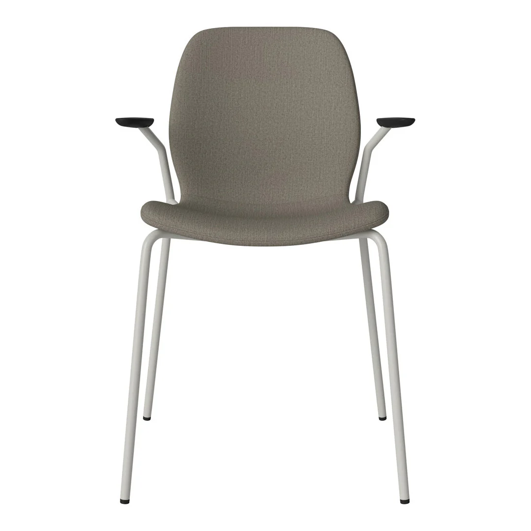 Seed Dining Chair w/ Open Arms - Upholstered -  Steel Base, Grey Lacquered - Image 36