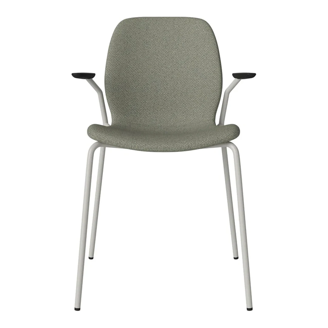 Seed Dining Chair w/ Open Arms - Upholstered -  Steel Base, Grey Lacquered - Image 52