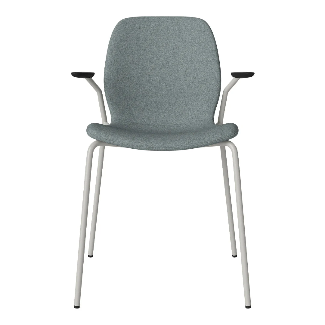 Seed Dining Chair w/ Open Arms - Upholstered -  Steel Base, Grey Lacquered - Image 75