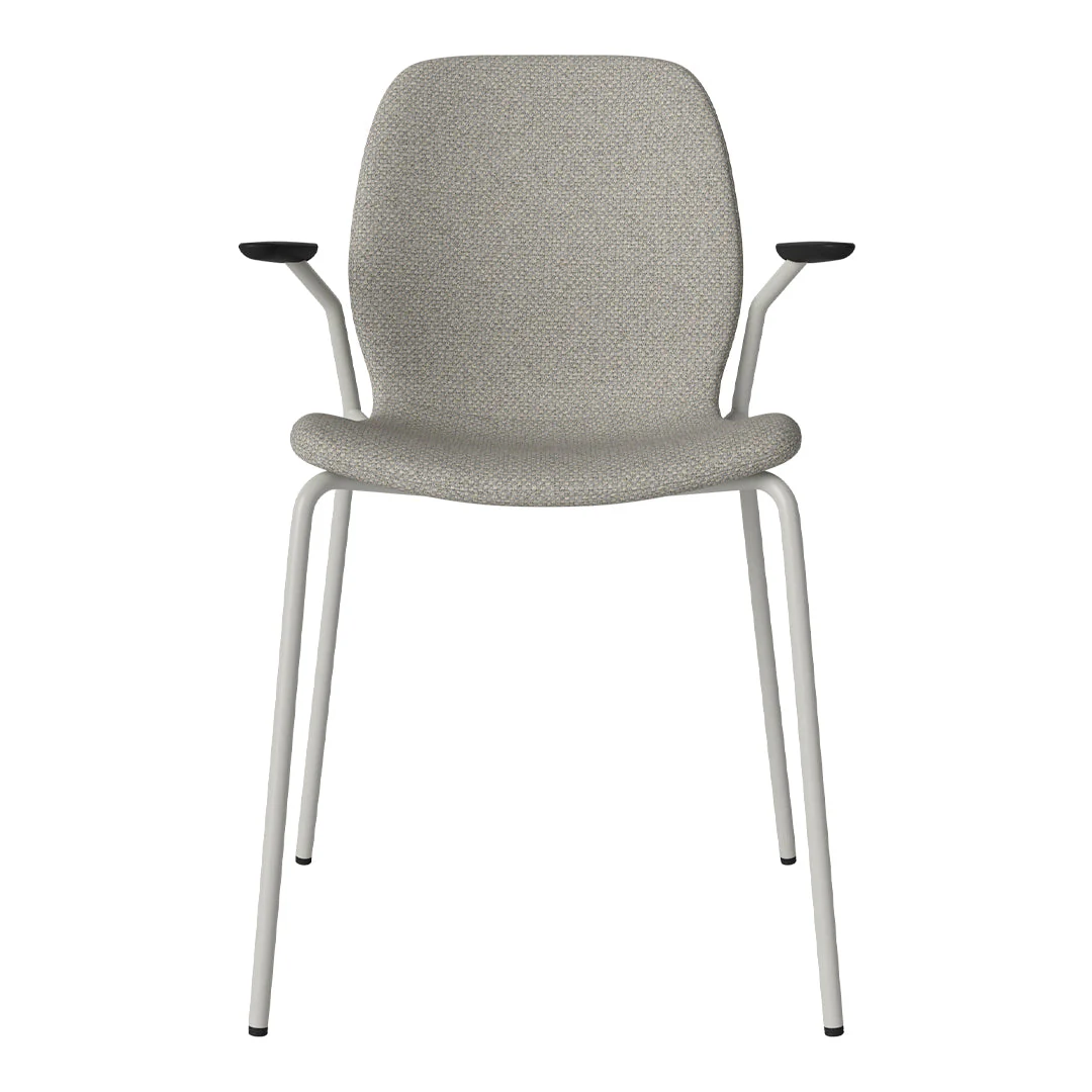Seed Dining Chair w/ Open Arms - Upholstered -  Steel Base, Grey Lacquered - Image 78