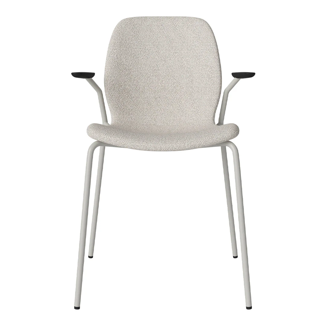 Seed Dining Chair w/ Open Arms - Upholstered -  Steel Base, Grey Lacquered - Image 82