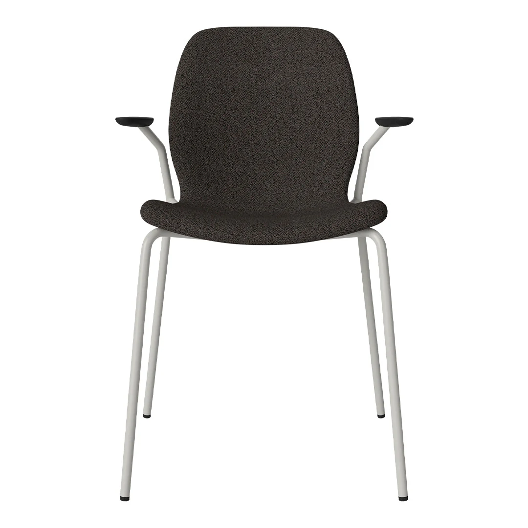 Seed Dining Chair w/ Open Arms - Upholstered -  Steel Base, Grey Lacquered - Image 83
