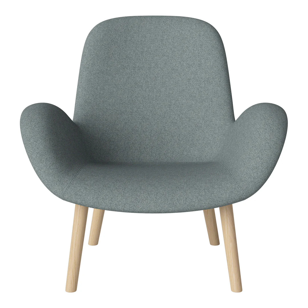 Seed Lounge Armchair - Upholstered -  Oiled Oak Base, White Pigmented