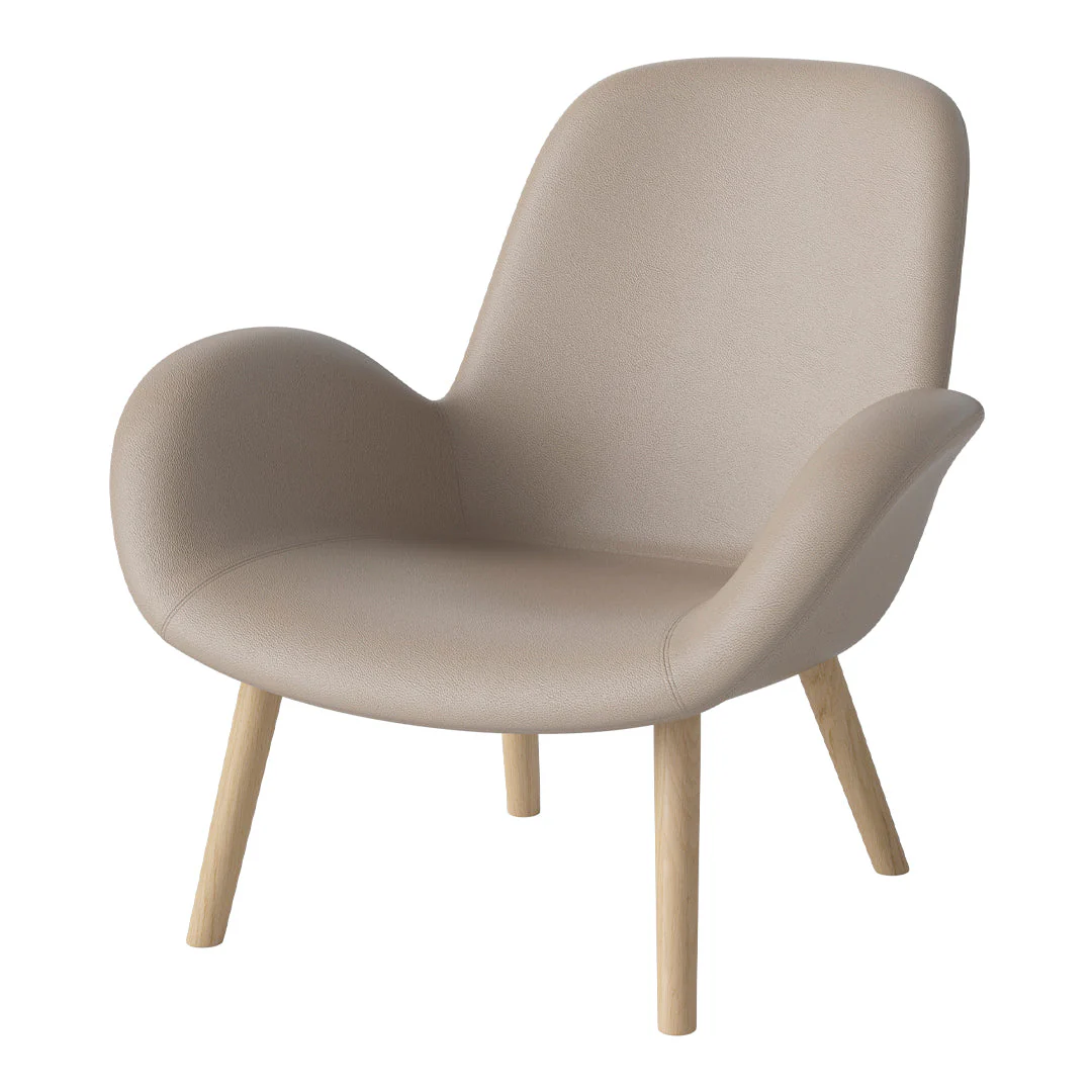 Seed Lounge Armchair - Upholstered -  Oiled Oak Base, White Pigmented - Image 15