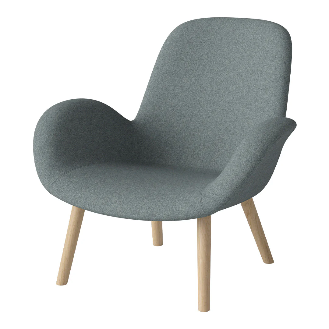 Seed Lounge Armchair - Upholstered -  Oiled Oak Base, White Pigmented - Image 16