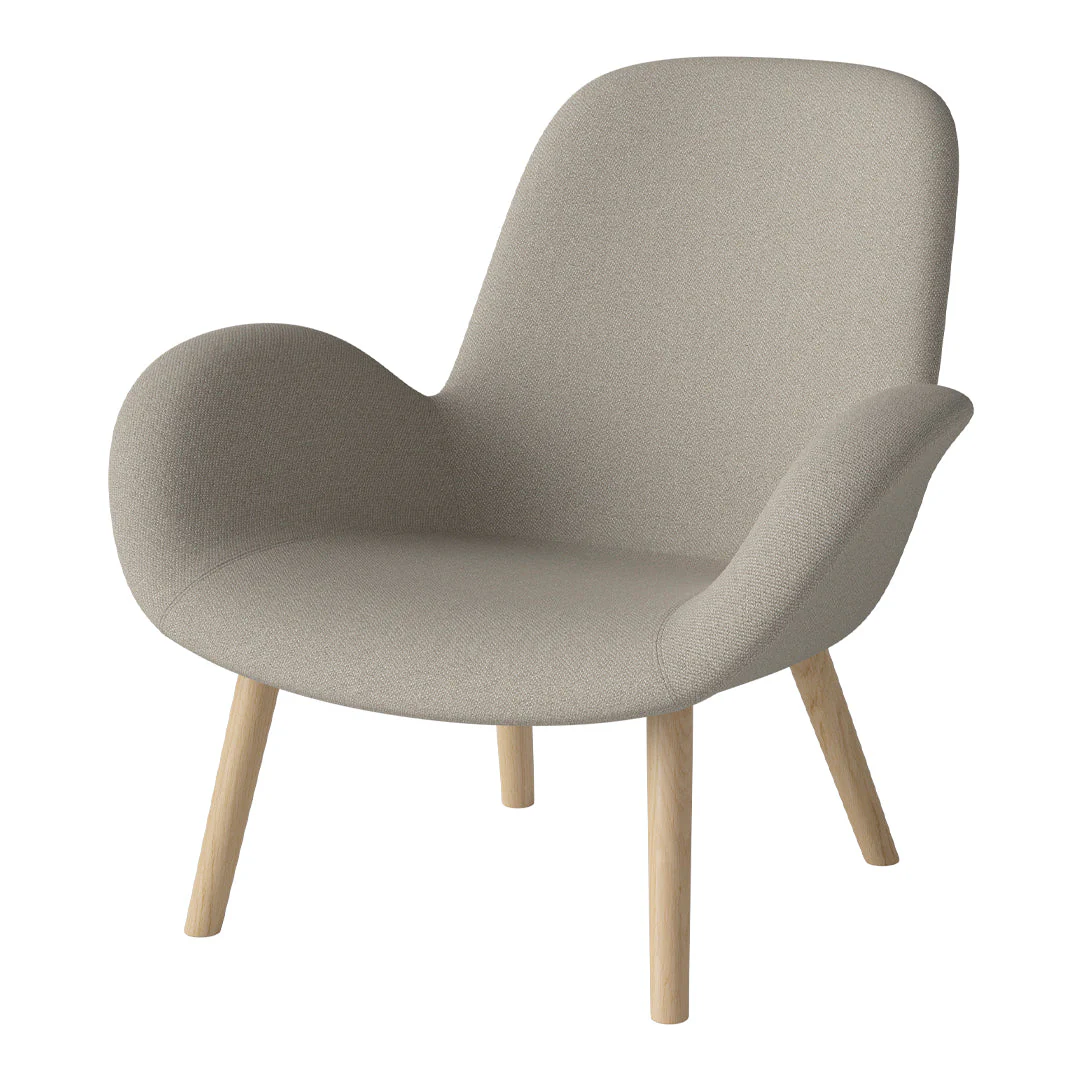 Seed Lounge Armchair - Upholstered -  Oiled Oak Base, White Pigmented - Image 17