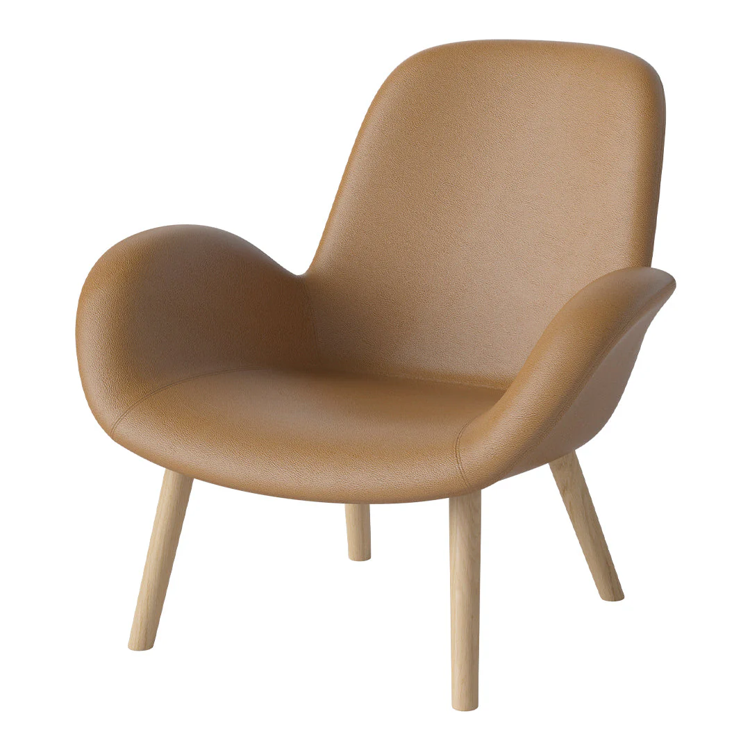 Seed Lounge Armchair - Upholstered -  Oiled Oak Base, White Pigmented - Image 2