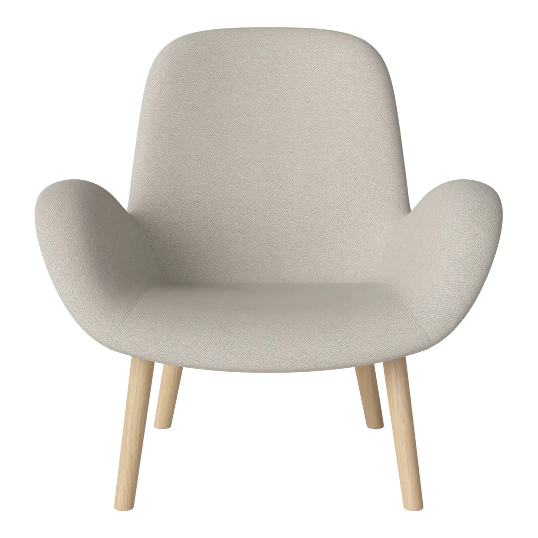 Seed Lounge Armchair - Upholstered -  Oiled Oak Base, White Pigmented - Image 3