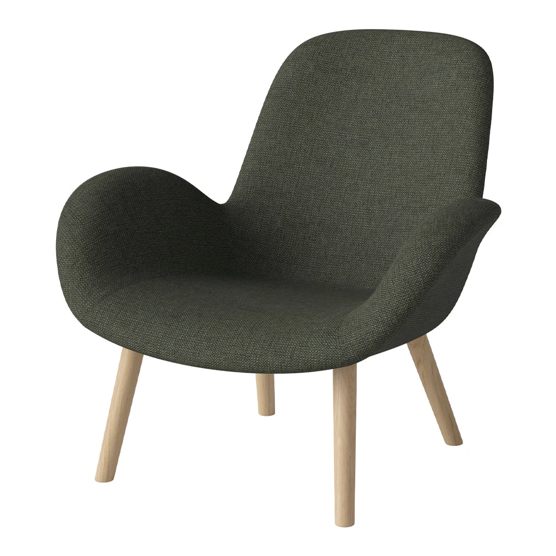 Seed Lounge Armchair - Upholstered -  Oiled Oak Base, White Pigmented - Image 40