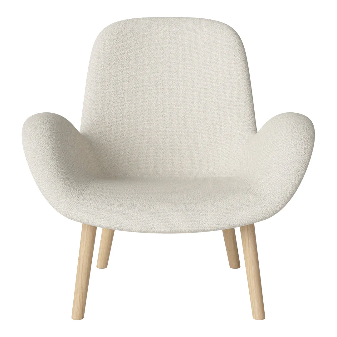 Seed Lounge Armchair - Upholstered -  Oiled Oak Base, White Pigmented - Image 46