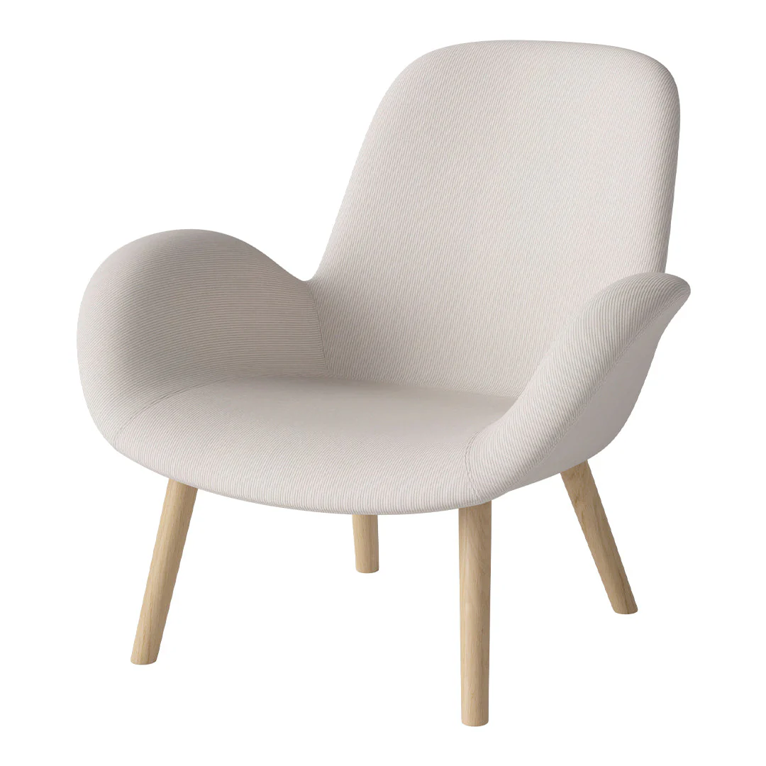 Seed Lounge Armchair - Upholstered -  Oiled Oak Base, White Pigmented - Image 59